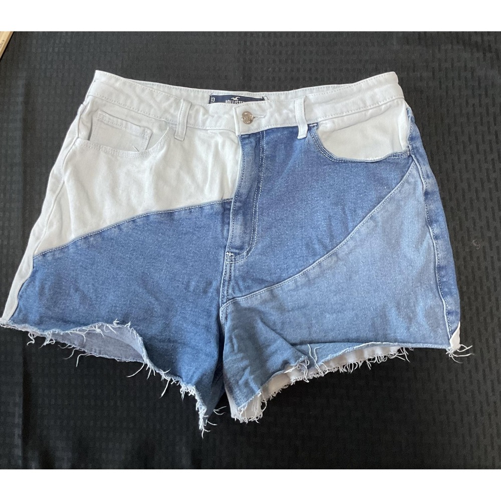 Hollister Shorts Juniors 13 Blue Patchwork Ultra High Rise Mom Denim Cutoff
